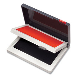 COSCO 2000 PLUS Two-Color Felt Stamp Pad Case, 4" x 2", Black/Red 090468