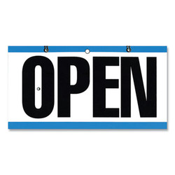 COSCO Open/Closed Outdoor Sign, 11.6 x 6, Blue/White/Black 098013
