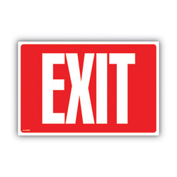 COSCO Glow-In-The-Dark Safety Sign, Exit, 12 X 8, Red 098052