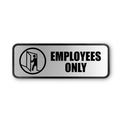 COSCO Brushed Metal Office Sign, Employees Only, 9 X 3, Silver 098206