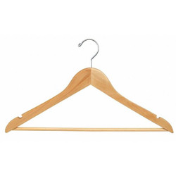 Econoco Flat Wood Hanger,Natural,with Bar,PK100 WH1761BNC