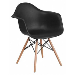 Flash Furniture Chair,Wood Base,Alonza Series,Blk Plastc FH-132-DPP-BK-GG