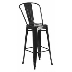 Flash Furniture Black Metal Outdoor Stool,30" CH-31320-30GB-BK-GG