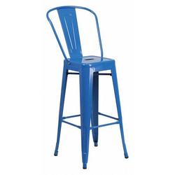 Flash Furniture Blue Metal Outdoor Stool,30" CH-31320-30GB-BL-GG