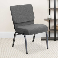 Flash Furniture Gray Fabric Church Chair,PK4 4-XU-CH0221-GY-SV-GG