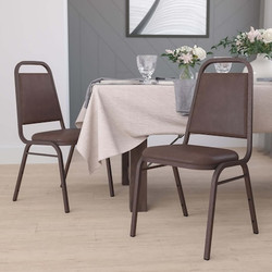 Flash Furniture Brown Vinyl Banquet Chair,PK4 4-FD-BHF-2-BN-GG