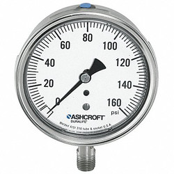 Ashcroft Gauge,Pressure,0 to 1000 psi,1 Percent 351009SW02L1000#