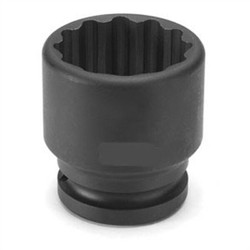 Grey Pneumatic Socket,24mm,3/4"D,Impact,12pt.,Blk 3124M