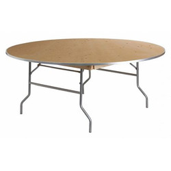 Flash Furniture Fold Table w/Metal Edge,Wood,Round,72" XA-72-BIRCH-M-GG
