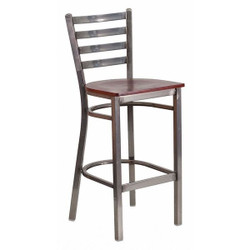 Barstool,Ladder Back,Clr w/Mahogany Seat