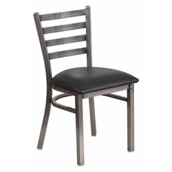 Flash Furniture Chair,Ladder Back,Clear w/Black Seat XU-DG694BLAD-CLR-BLKV-GG
