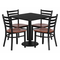 Flash Furniture Blk Laminate Table,Cherry Seat,Sqr,30" MD-0003-GG
