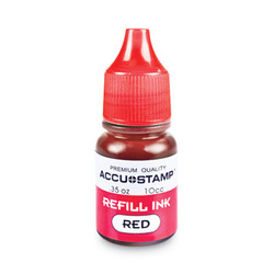 COSCO ACCU-STAMP Gel Ink Refill, 0.35 oz Bottle, Red 090683