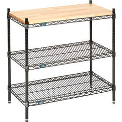Nexel 3 Shelf Black Epoxy Wire Shelving Display Unit Starter 48""W x 14""D x 34"
