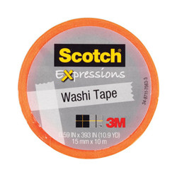 Scotch® Expressions Washi Tape, 1.25" Core, 0.59" X 32.75 Ft, Orange C314-ORG