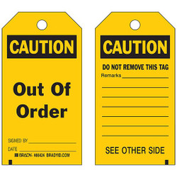 Brady Caution Tag,7 in H,4 in W,Polyester,PK10 86485