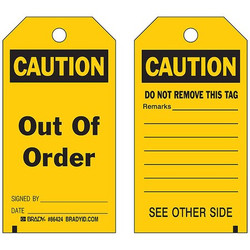 Brady Caution Tag,7 in H,4 in W,Polyester,PK10  86485