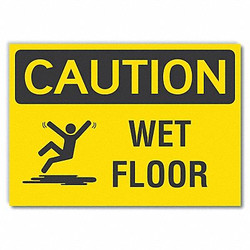 Lyle Wet Floor Caution Rflctv Label,10inx14in LCU3-0146-RD_14x10