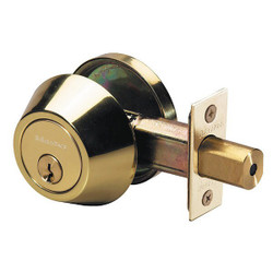 Master Lock Deadbolt,Polished Brass,Single Cylinder DS0603KA