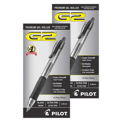 G2 Pen,Gel,G2,Ultra Fine,Bk,PK24 31277BD