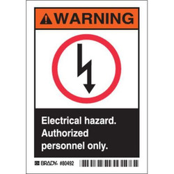 Brady Warning Sign,Poly.,5X3-1/2,PK5 80492