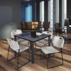 Regency Kee 48" Square Breakroom Table,Grey/ Bla TB4848GYBPBK44GY