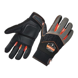 Proflex by Ergodyne Impact Gloves,Full-Finger,Black,L,PR 9001
