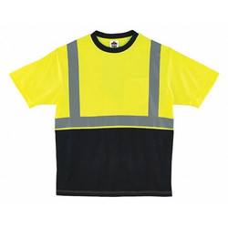 Glowear by Ergodyne Black Front Safety T-Shirt,5XL,Lime 8289BK