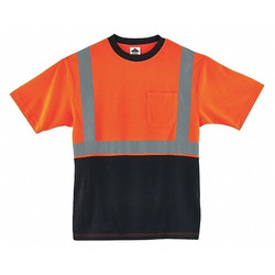 Glowear by Ergodyne Black Front Safety T-Shirt,5XL,Orange 8289BK