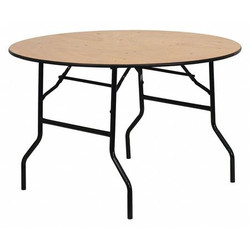 Flash Furniture Fold Table,Wood,Clear Finish,Round,48" YT-WRFT48-TBL-GG