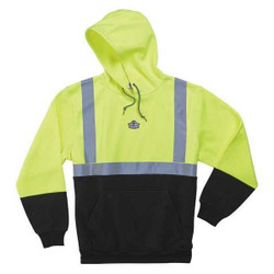 Glowear by Ergodyne Sweatshirt,Lime,Class 2,Black Front,L 8293