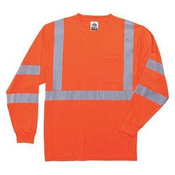 Glowear by Ergodyne Long Sleeve T-Shirt,Orange,Class 3,3XL 8391
