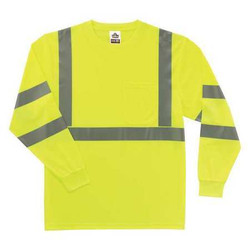 Glowear by Ergodyne Long Sleeve T-Shirt,Lime,Class 3,S 8391