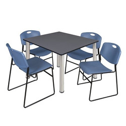 Regency Kee 48" Square Breakroom Table,Grey/ Chr TB4848GYBPCM44BE