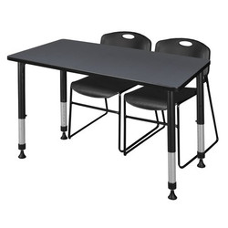 Regency Kee 48" x 30" Height Adjust Table,Grey,2 MT4830GYAPBK44BK