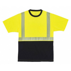 Ergodyne T-Shirt,SS,Black Bottom,HV,Lime,3X 8280BK