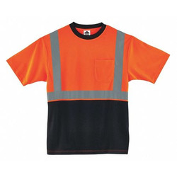Glowear by Ergodyne Black Front Safety T-Shirt,4XL,Orange 8289BK