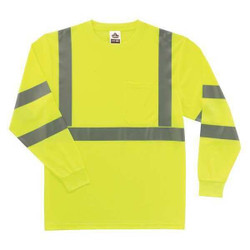 Glowear by Ergodyne Long Sleeve T-Shirt,Lime,Class 3,L 8391