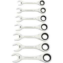 7 Piece 90-Tooth 12 Point SAE Stubby Ratcheting Combination Wrench Set 86858