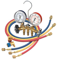 Brass R134a Manifold Gauge Set with (1) 60" Hose and (2) 36" Hoses 66660