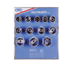 12 Pc. 6 and 8 Point  Truck Wheel Bearing  Locknut ­Sockets  with Tool Board 9852