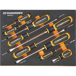 9 Piece Slotted Dual Material Screwdriver Set in Foam Storage Tray GWMSSCRSL