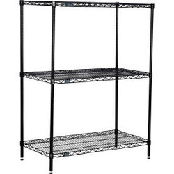 Nexel 3 Shelf Black Epoxy Wire Shelving Unit Starter 72""W x 24""D x 54""H