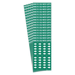 Brady Pipe Marker,Domestic Cold Water Sup.,PK5 7086-3C-PK