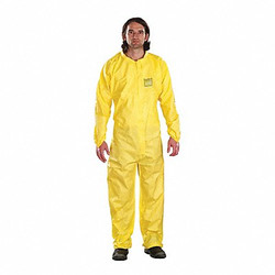 Ansell Collared Coveralls,L,Yellow,PE,PK25  68-2300