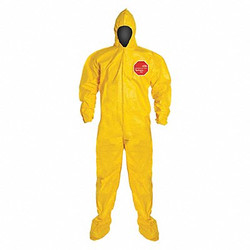 Dupont Hooded Coveralls,L,Ylw,Tychem 2000,PK12 QC122BYLLG001200
