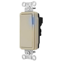 Hubbell Illuminated Wall Switch,3-Way,20A,Ivory SNAP2123ILINA