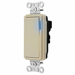 Hubbell Illuminated Wall Switch,3-Way,20A,Ivory  SNAP2123ILINA