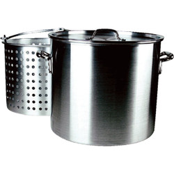 Fleur De Lis 60 Qt. Aluminum Stockpot, with 40 Qt. Strainer Basket WG-RPB1060