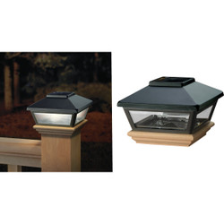 Deckorators 4 In. x 4 In. Black Solar Post Cap with Cedar Base 94954